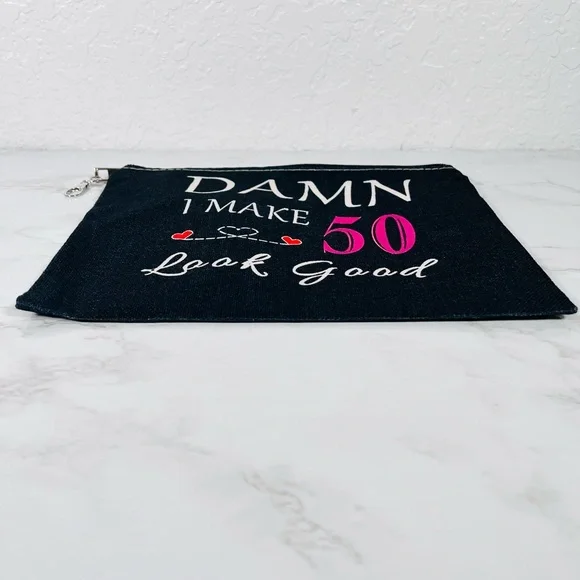 Denim Canvas "I Make 50 Look Good" Pouch - Picture 6 of 8